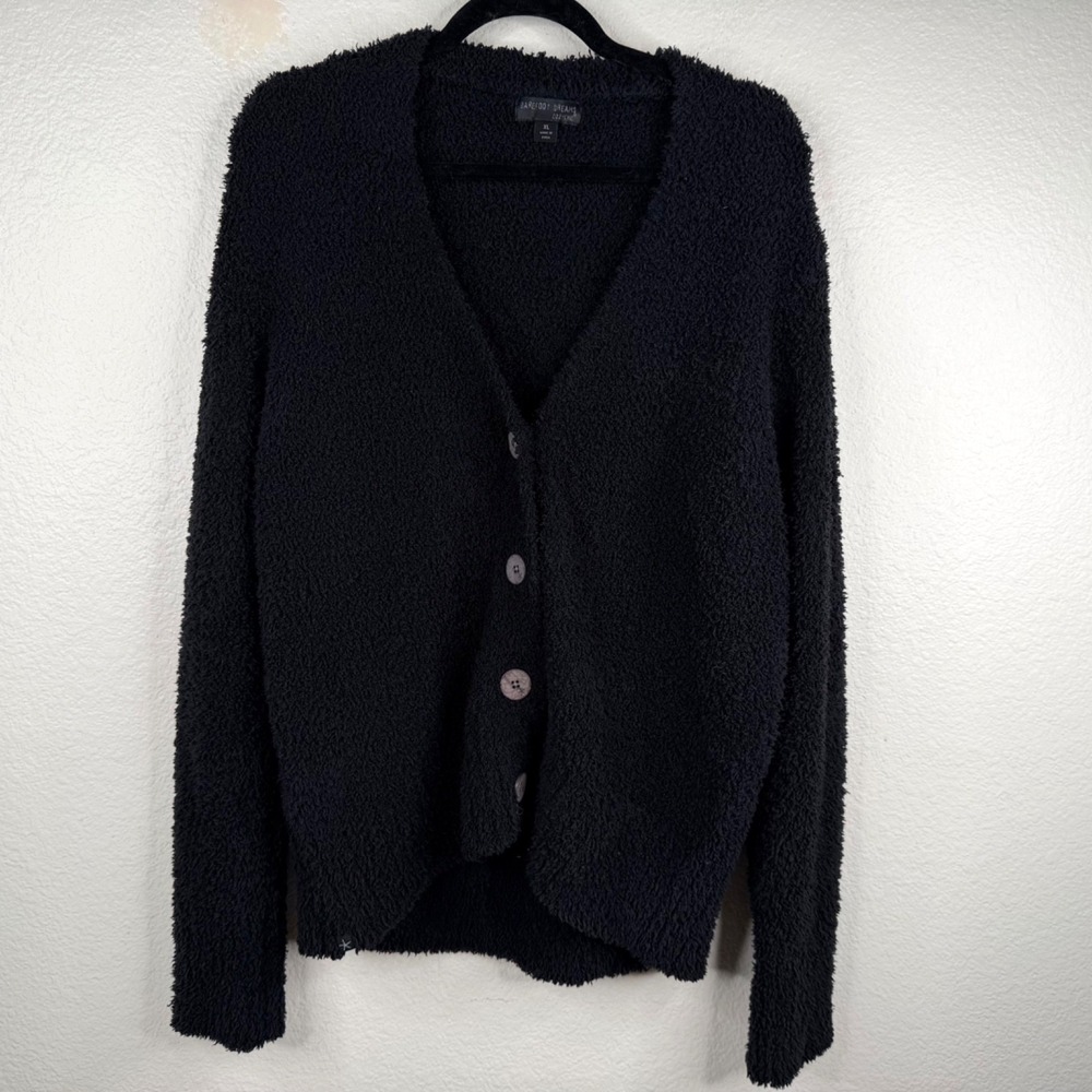 Barefoot Dreams Cozy Chic Cardigan Sweater Black Sz XL Plush